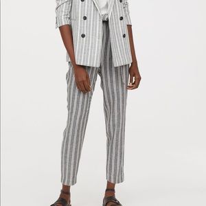 Linen blend paper bag pants